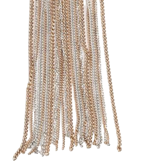 HoopLa – wholesale Scarf – Women's – Editorial Scarf Fringe Necklace-Two Tone-100% recycled steel4