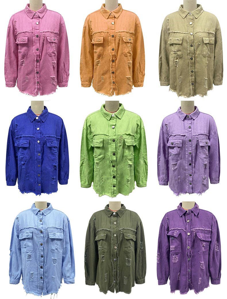 Marayn - Wholesale Denim Jacket - Women's - 2025 Oversized Denim Jacket Womens Distressed Style7