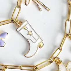HoopLa - Wholesale Pendant/Charm Necklace - Cowgirl-Charm Bar- stainless steel Mini Charms