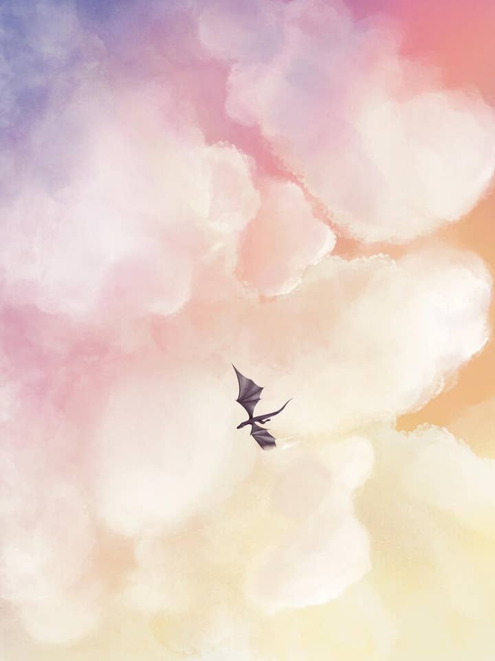 Dragon Sunset Flight Art Print: Whimsical Fantasy Wall Decor for wholesale by Taylor Made