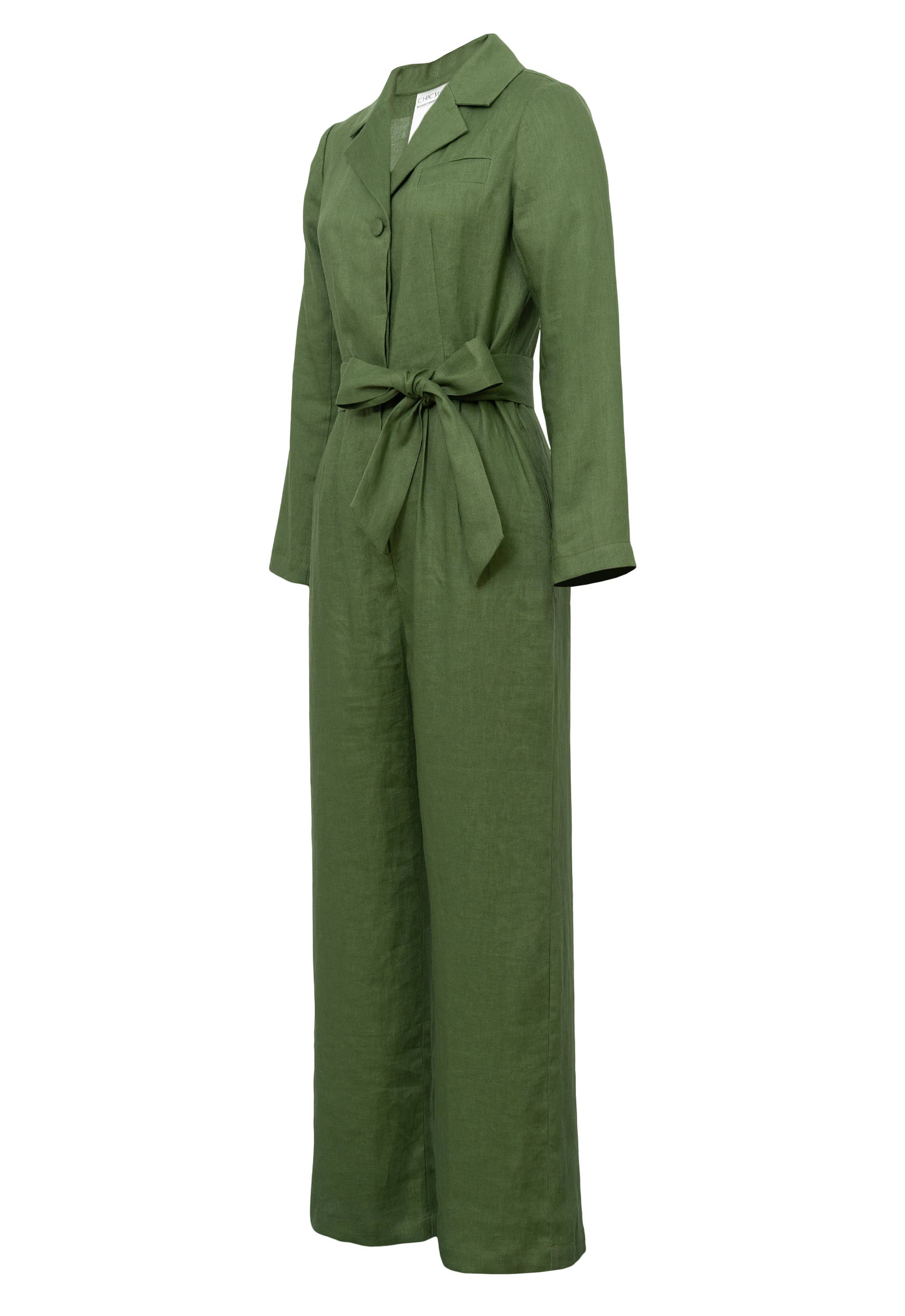 CHIC STAR - Venta al por mayor Peto - Mujer - Mono negro con cinturón de lino con un solo botón, talla grande, de Chic Star3