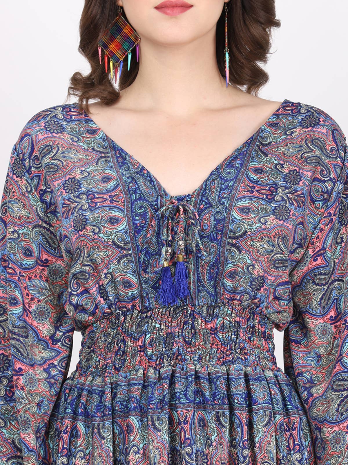 Wevez - Wholesale Jurk - Dames - Casual boho maxi-jurk met klokmouwen en V-hals voor dames3