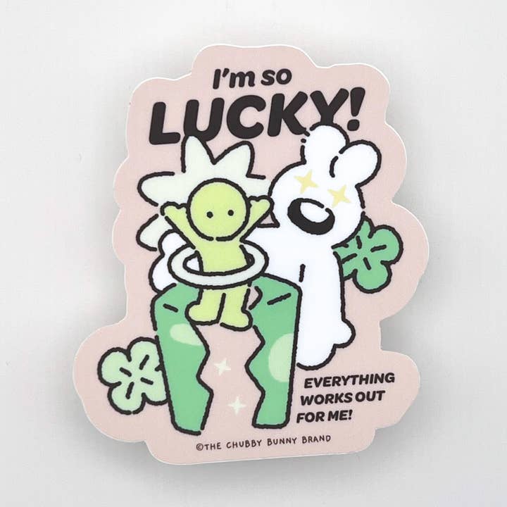 I'm So Lucky Vinyl Sticker for wholesale by The Chubby Bunny Brand