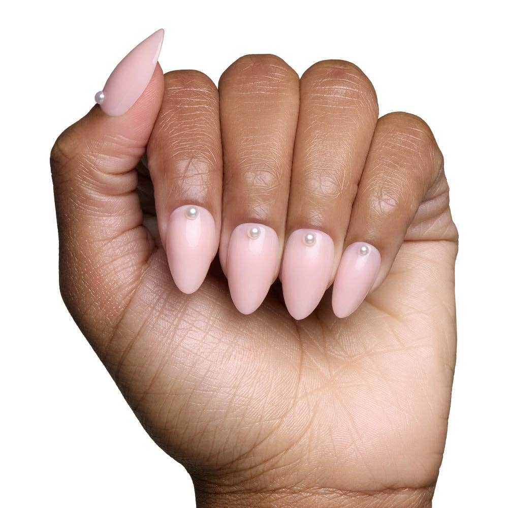 Glamnetic - Vente Faux ongles/vernis en patch - Wifey Ongles Press-On | Ongles de Mariée Amande Courte Nude Perle6