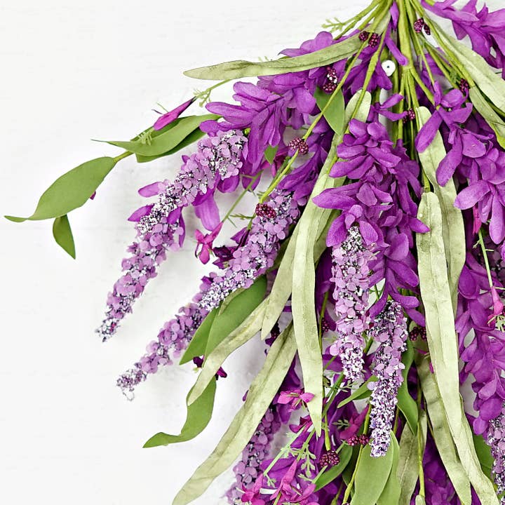 Impressive Enterprises, Inc. - Wholesale Artificial Flowers - 35613-28inL Teardrop-Purple Cluster Flowers with Heather