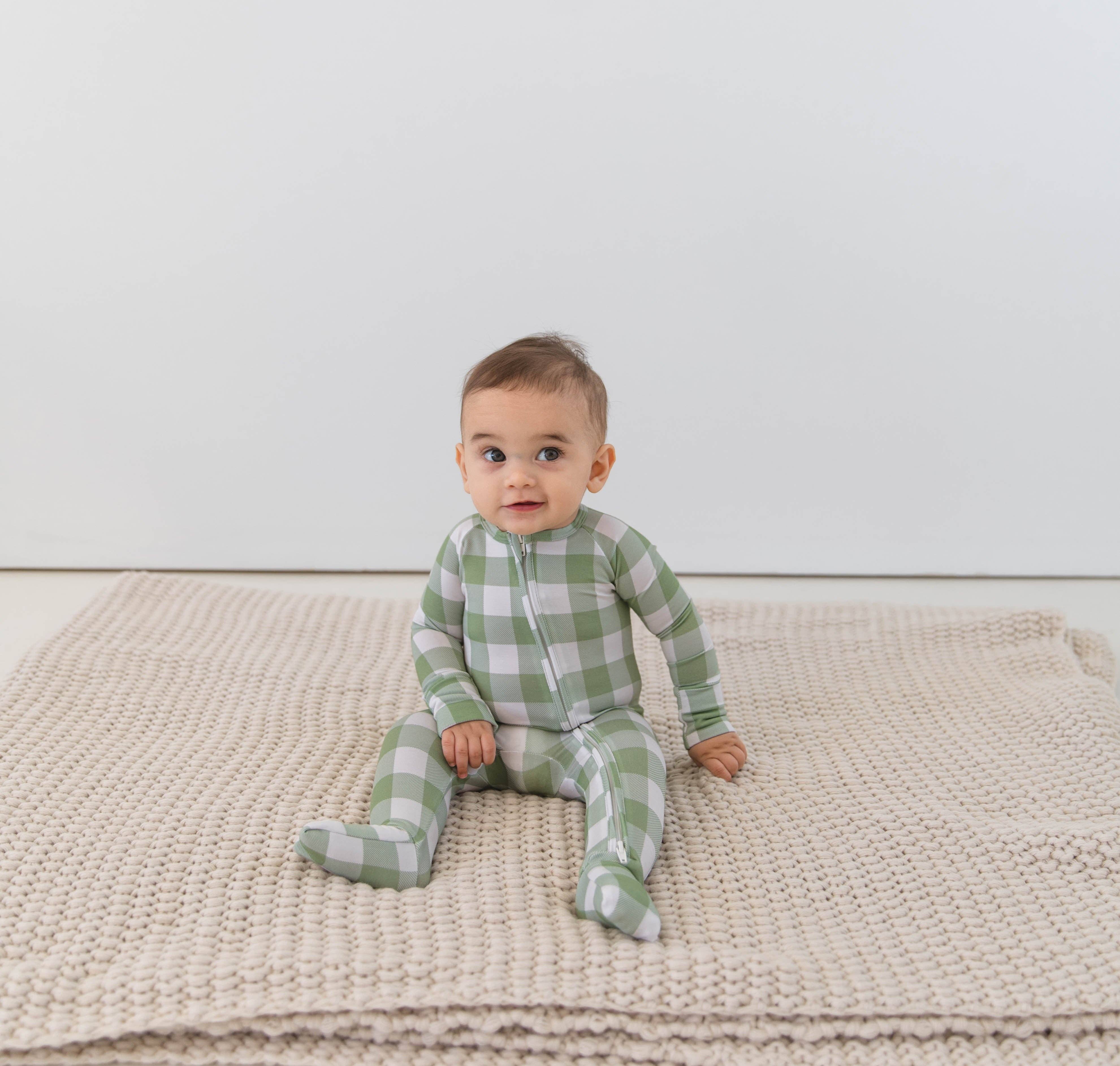 Modern Roots Kids Co. - Wholesale Sleepsuit - Baby - Bamboo Sleeper | gingham1