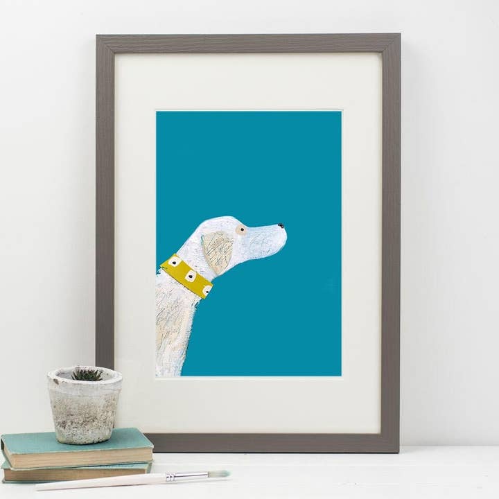 Mustard Collar print in an A2 frame for wholesale by Print Circus