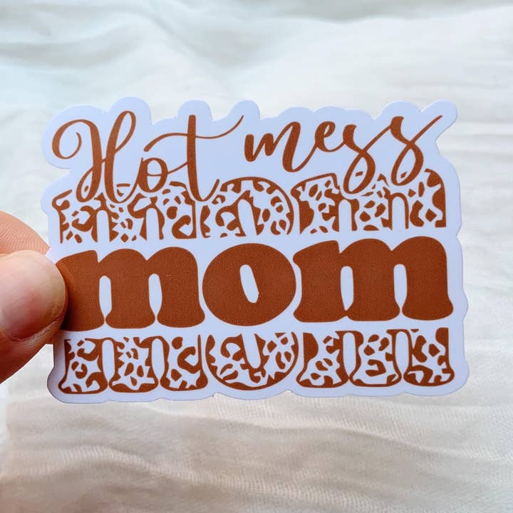 Hot Mess Mom Vinyl Sticker Mother's Day Gift for wholesale by Tiny Acres Co