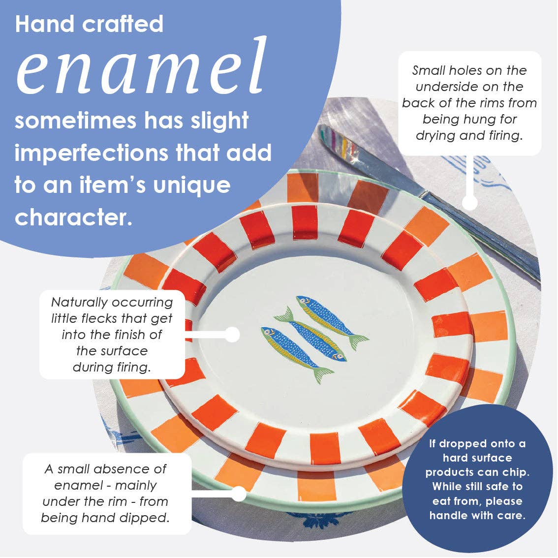 Talking Tables UK – wholesale Dinner plate – Bon Appetit Fish Enamel Plate - 25cm3