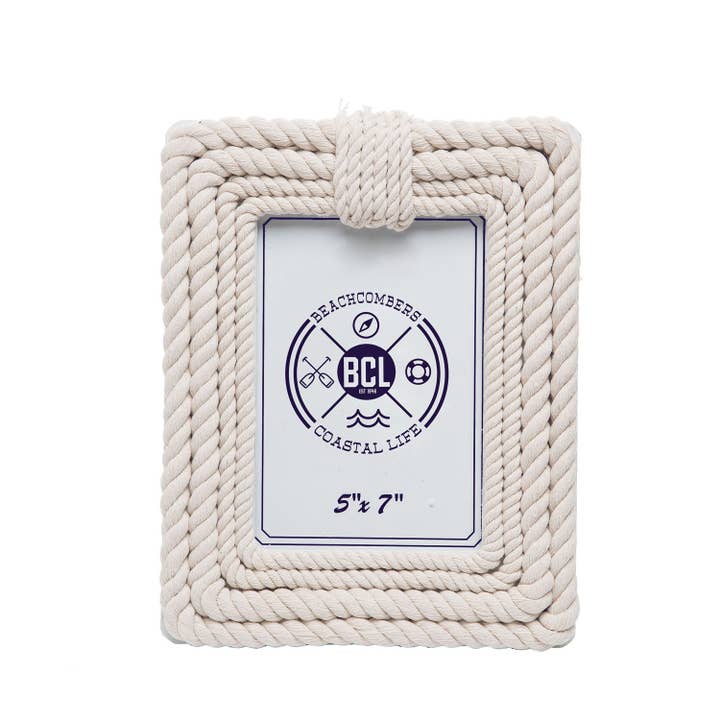 Beachcombers - Wholesale Picture Frame Stand - 5x7 Cream Rope Picture Frame