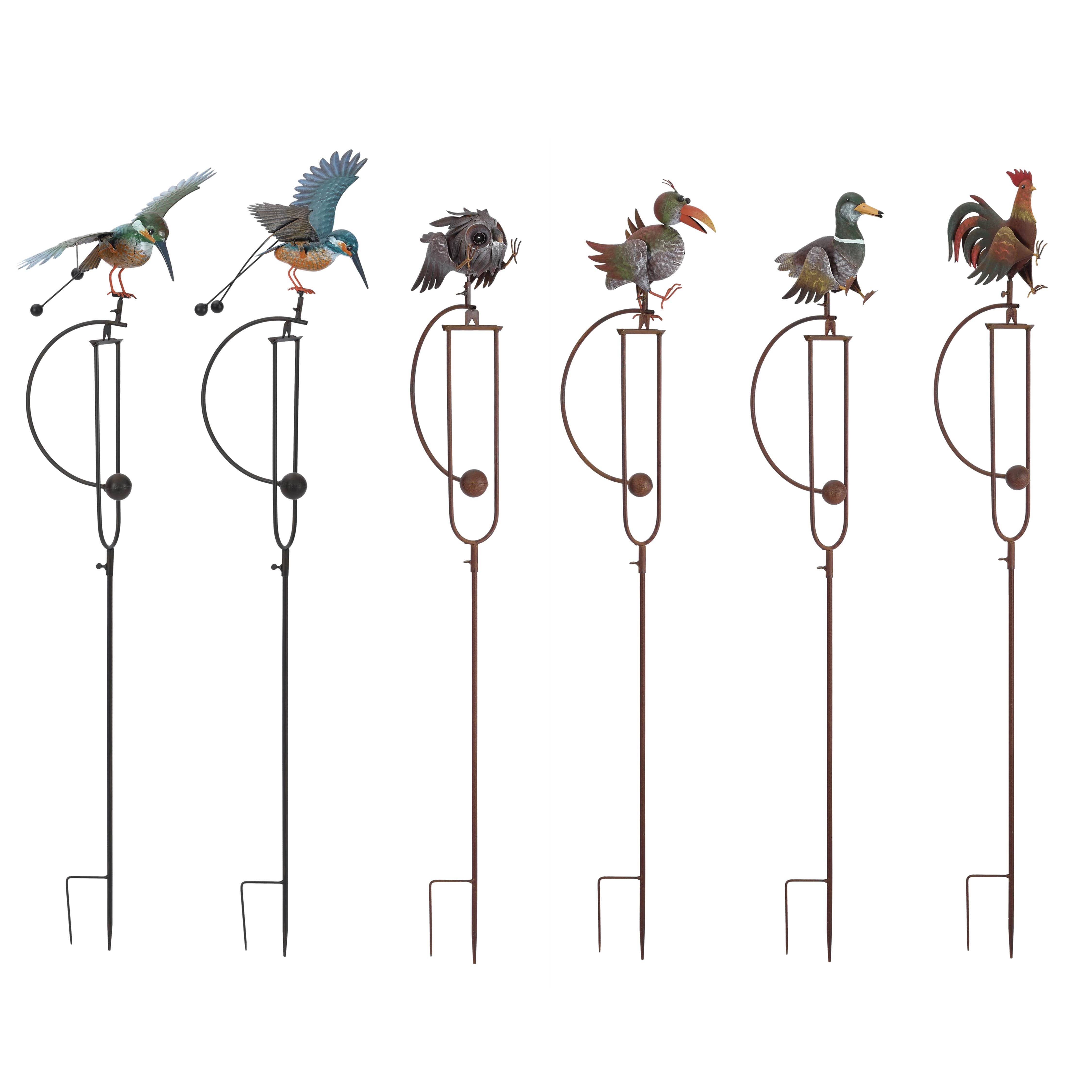 Zaer Ltd. International - Wholesale Garden/Lawn Stake - Assorted Metal Bird Rocking Stakes- 6PC/Set8
