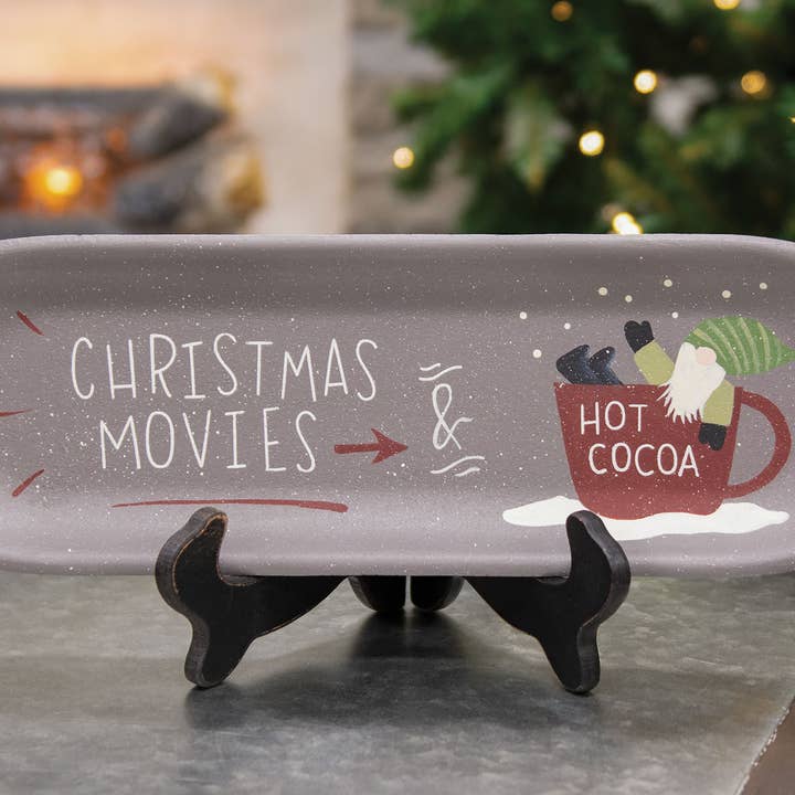 The Hearthside Collection – wholesale Decorative tray – Christmas Movies & Hot Cocoa Wooden Tray1