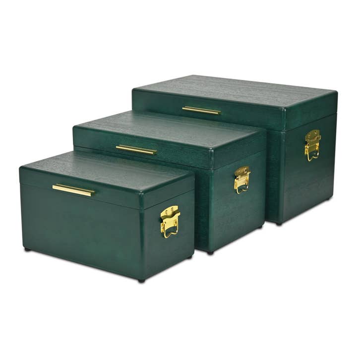 Cheungs Home Decor - Wholesale Trunk - Sable Set of 3 Trunks with Gold Handles22