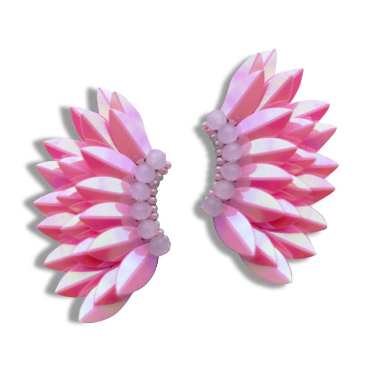 Small Wing Earrings-Iridescent Pink for wholesale by VANI TRAPANI