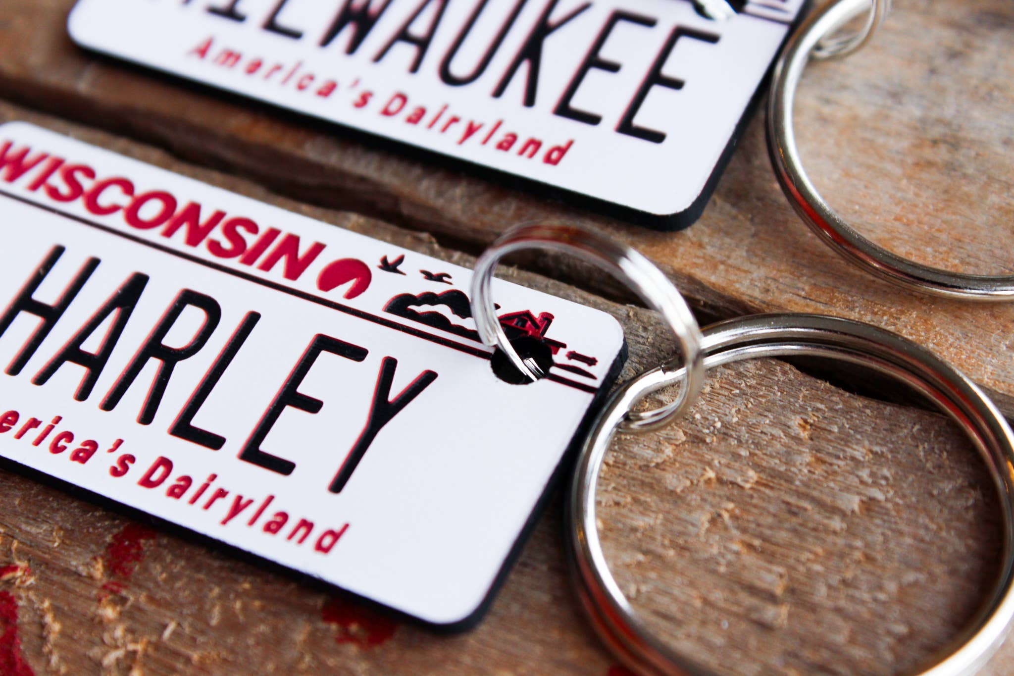 The Laundry Room Shop - Vente Porte-clés – unisexe - Porte-clés en plastique gravé personnalisable - Wisconsin3