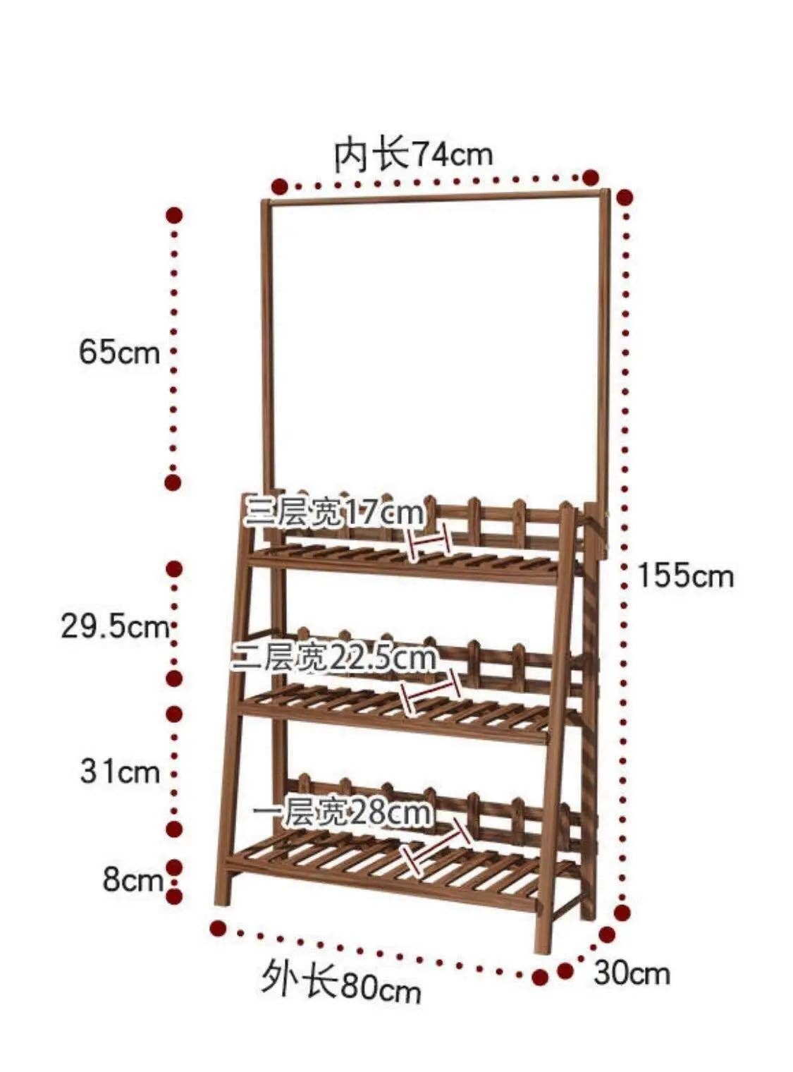 everythingbamboo - Vente Supports de plantes - Étagère porte-plante en pin massif avec barre suspendue, décor jardin intérieur et extérieur4