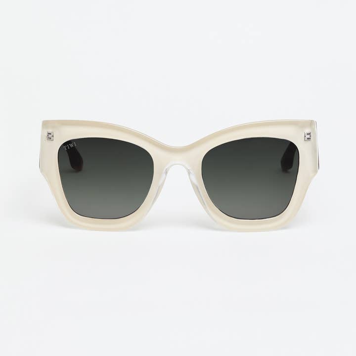 sunglasses Shiny beige with green gradient lenses for wholesale by TIWI