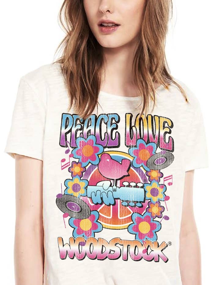 WOODSTOCK PEACE LOVE TEE for wholesale by Prince Peter Collection