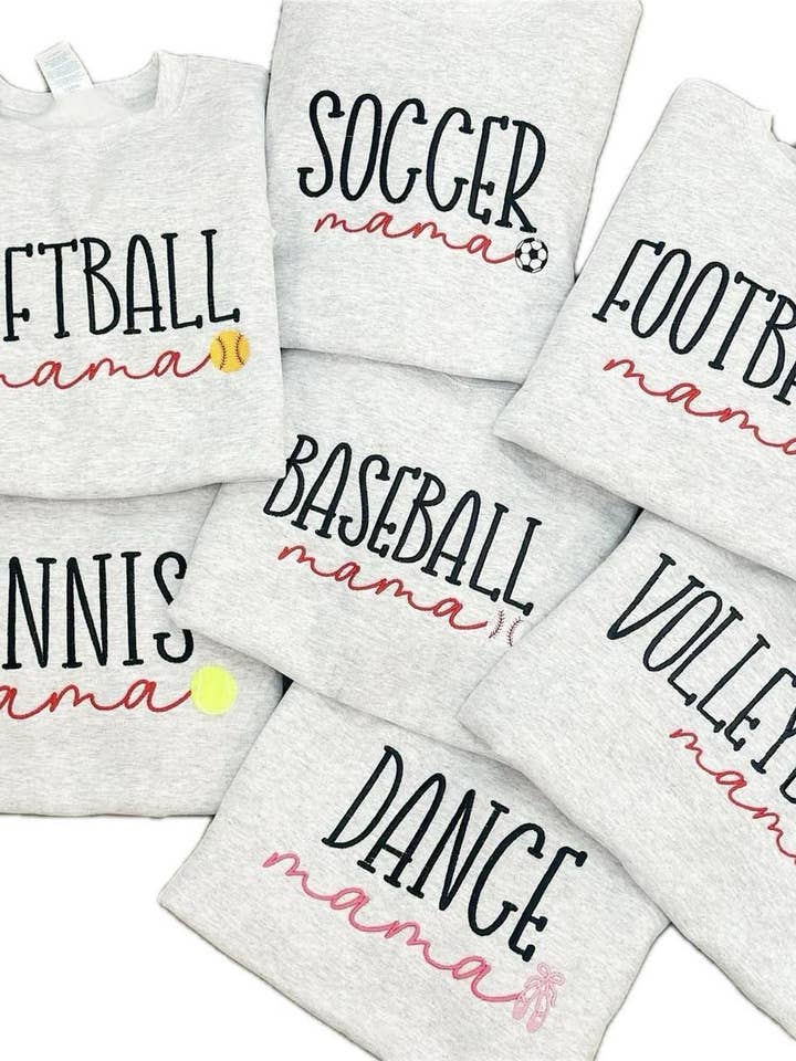 Embroidered Sports Mama Sweatshirt for wholesale by April's Sew Vinyl