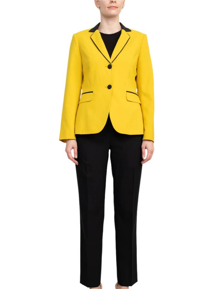 Emily Notched Collar 2-Knopen Lange Mouwen Klepzakken Broekpak voor wholesale door Immediate Apparel