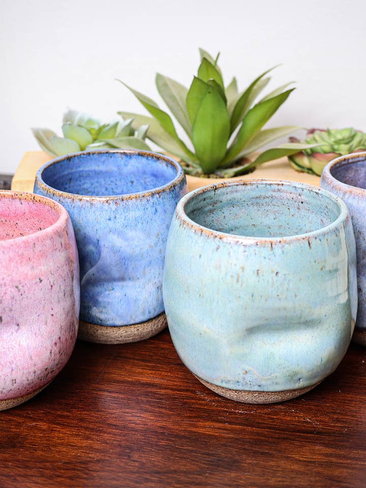 Ceramic Thumbprint Tumblers for wholesale by Sawdust and Clay