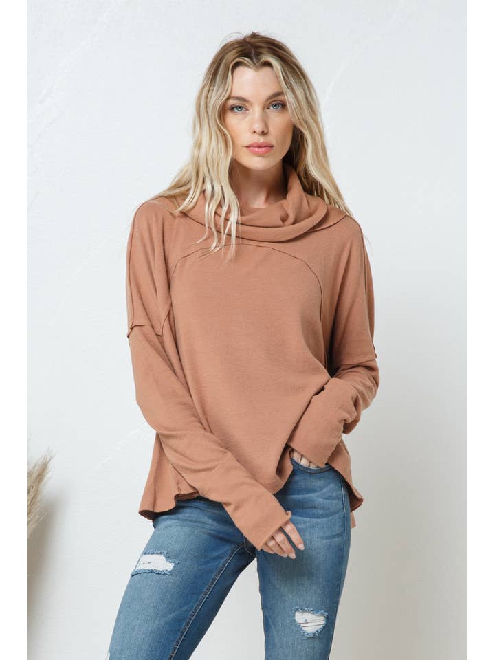 MAUVE 22066T - Oversized Brushed Cozy Turtle Neck Pullover for wholesale on Faire