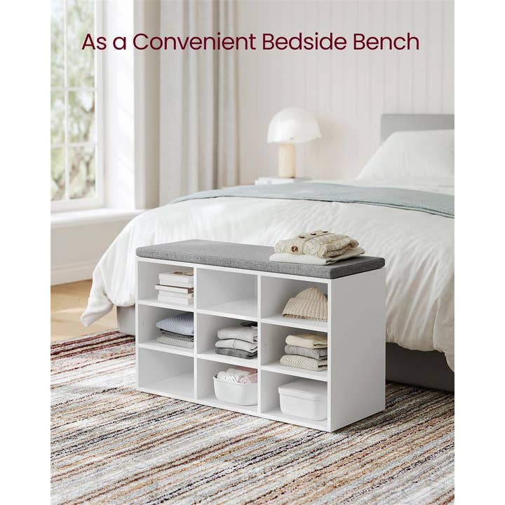 Shoe Bench with 9 Compartments- for wholesale by Greenwestons