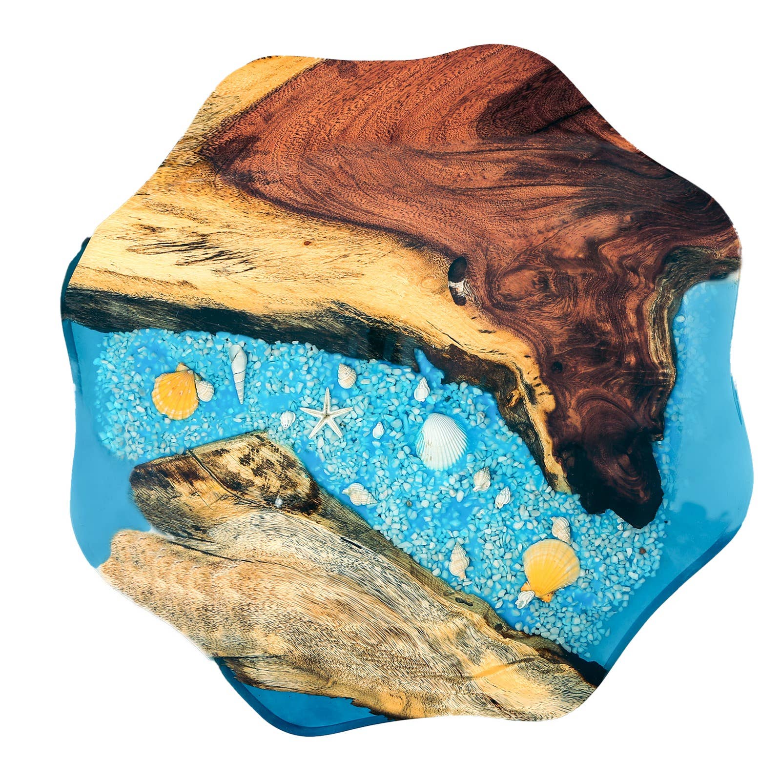 Tuzech Leather – wholesale Sidobord – Bord i naturlig kant med epoxiharts och valnötsträ, 20-tums hairpin-ben8