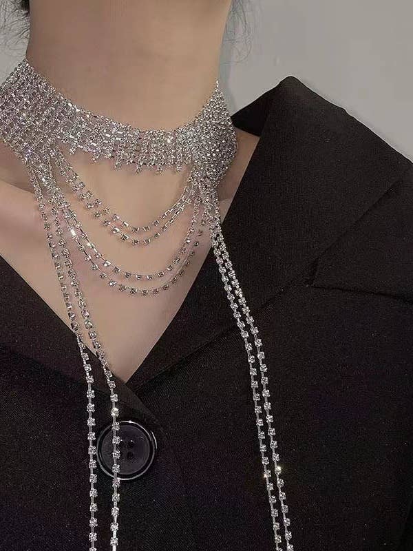 Multilayer Tassel Rhinestone Necklace N5003 for wholesale by Ole