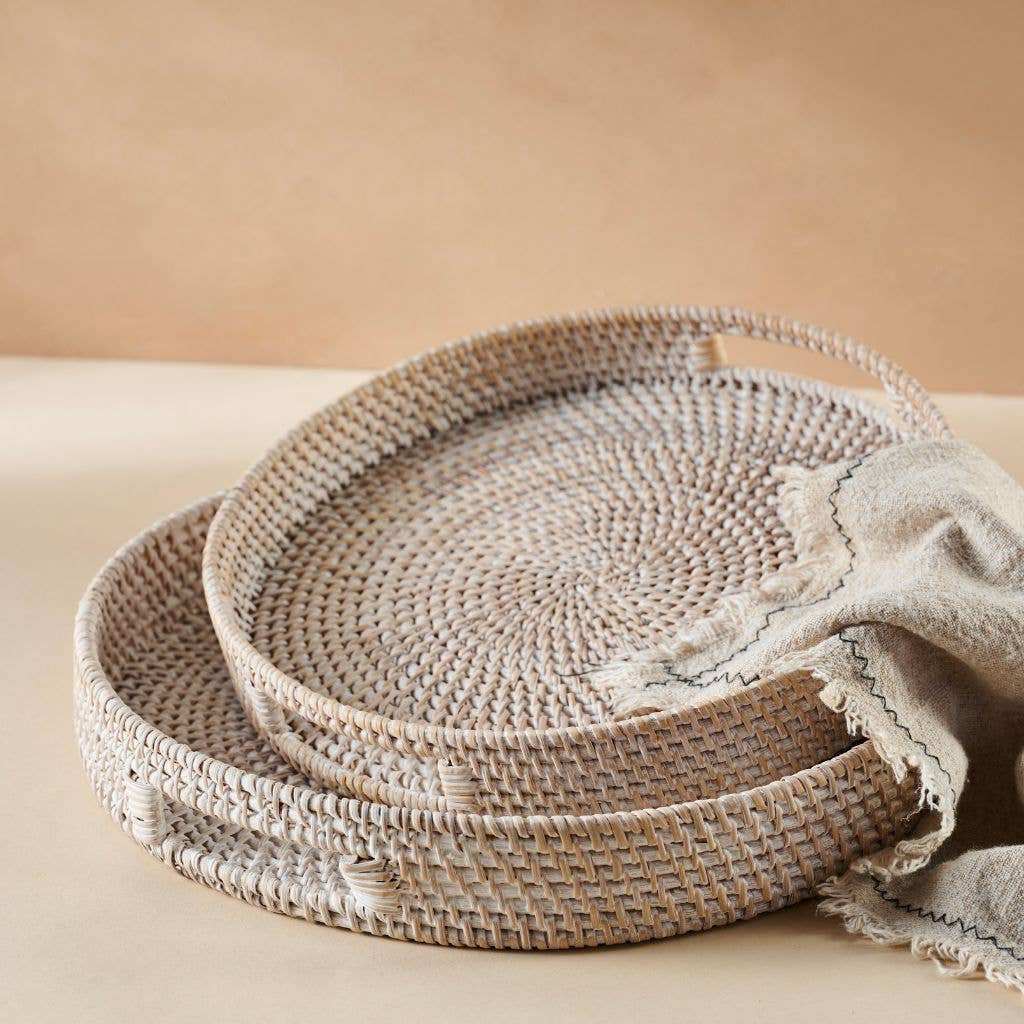 Jungle Culture - Wholesale Decorative Tray - Rattan Trays - Round Hand Woven Wicker Serving Tray Decor6