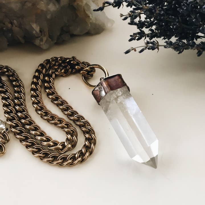 Clear Quartz Tower Necklace for wholesale by Ribelle Studio