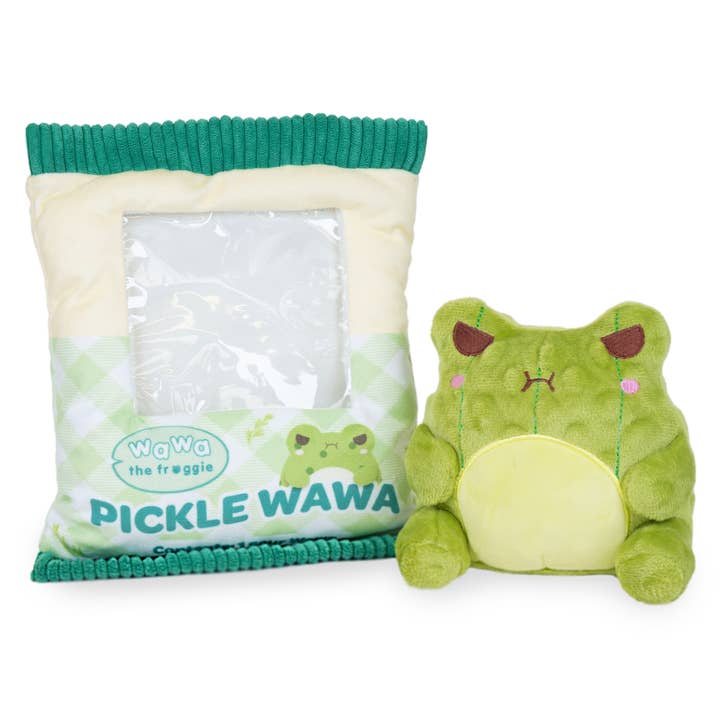 Cuddle Barn, Inc. - Wholesale Stuffed/Plush Toy - Kids & Baby - Pickle Wawa (Cute Kawaii Frog Green Bag Food Snack Plush)