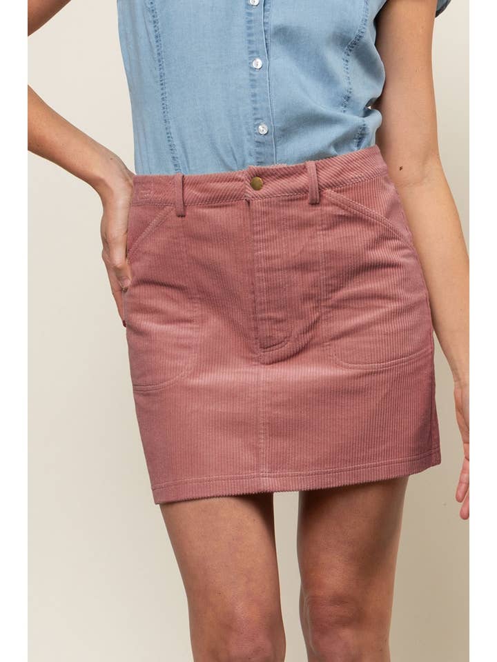 Corduroy Mini Skirt With Front Pockets for wholesale by Naked Zebra