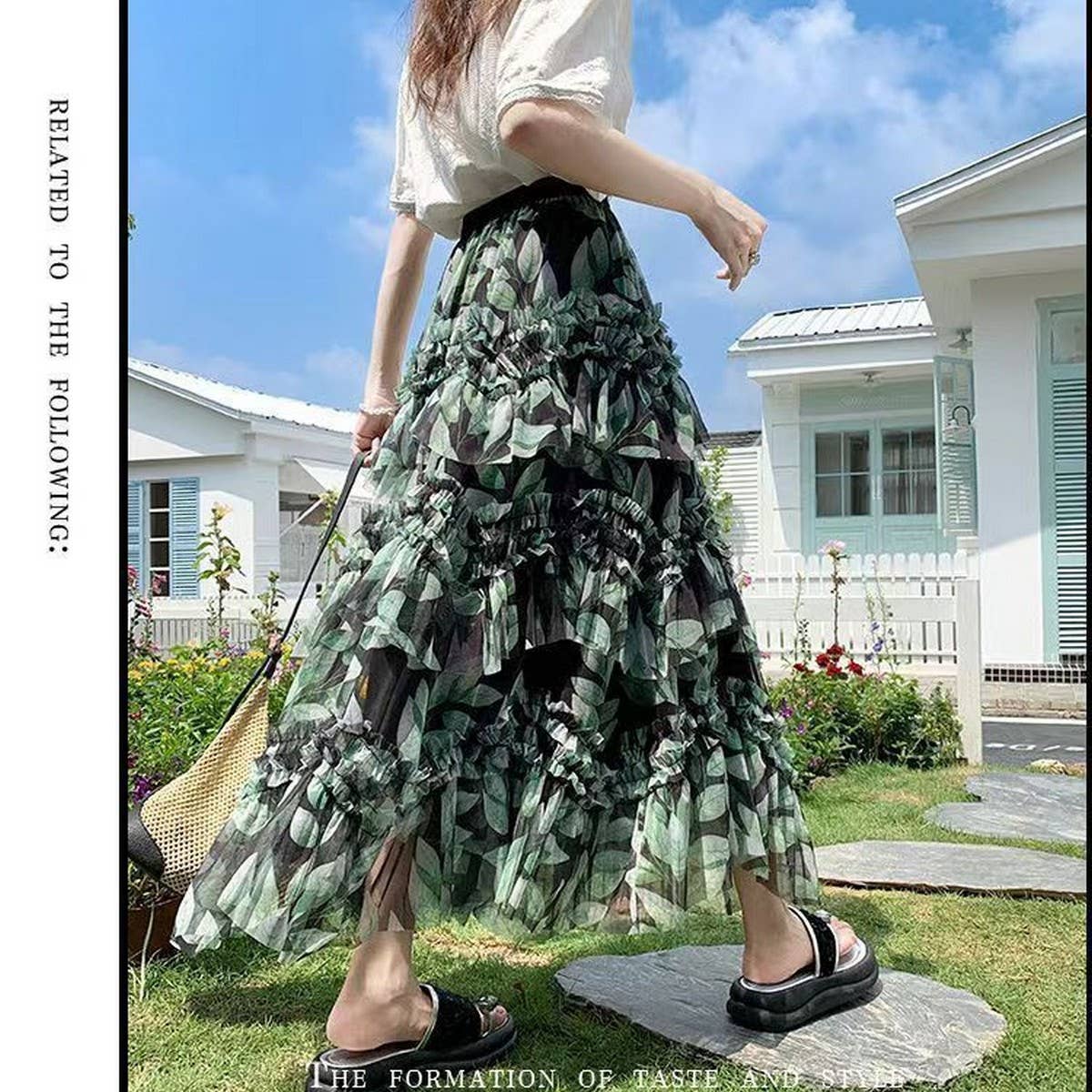ACCITY - Wholesale Skirt - Women's - LAYERING TULLE SKIRTS WITH FLORAL PRINTS_CWBLS04009