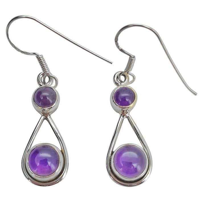 Amethyst Sterling Silver Earrings On Hooks for wholesale by Amberman