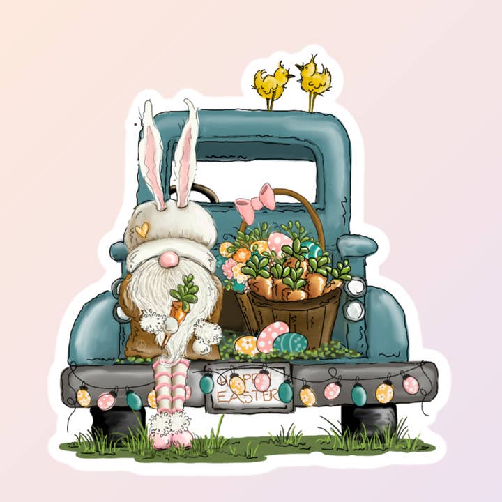Easter Gnome Truck Stickers, Cute Kids Stickers for wholesale by Sorry Not Sorry Co