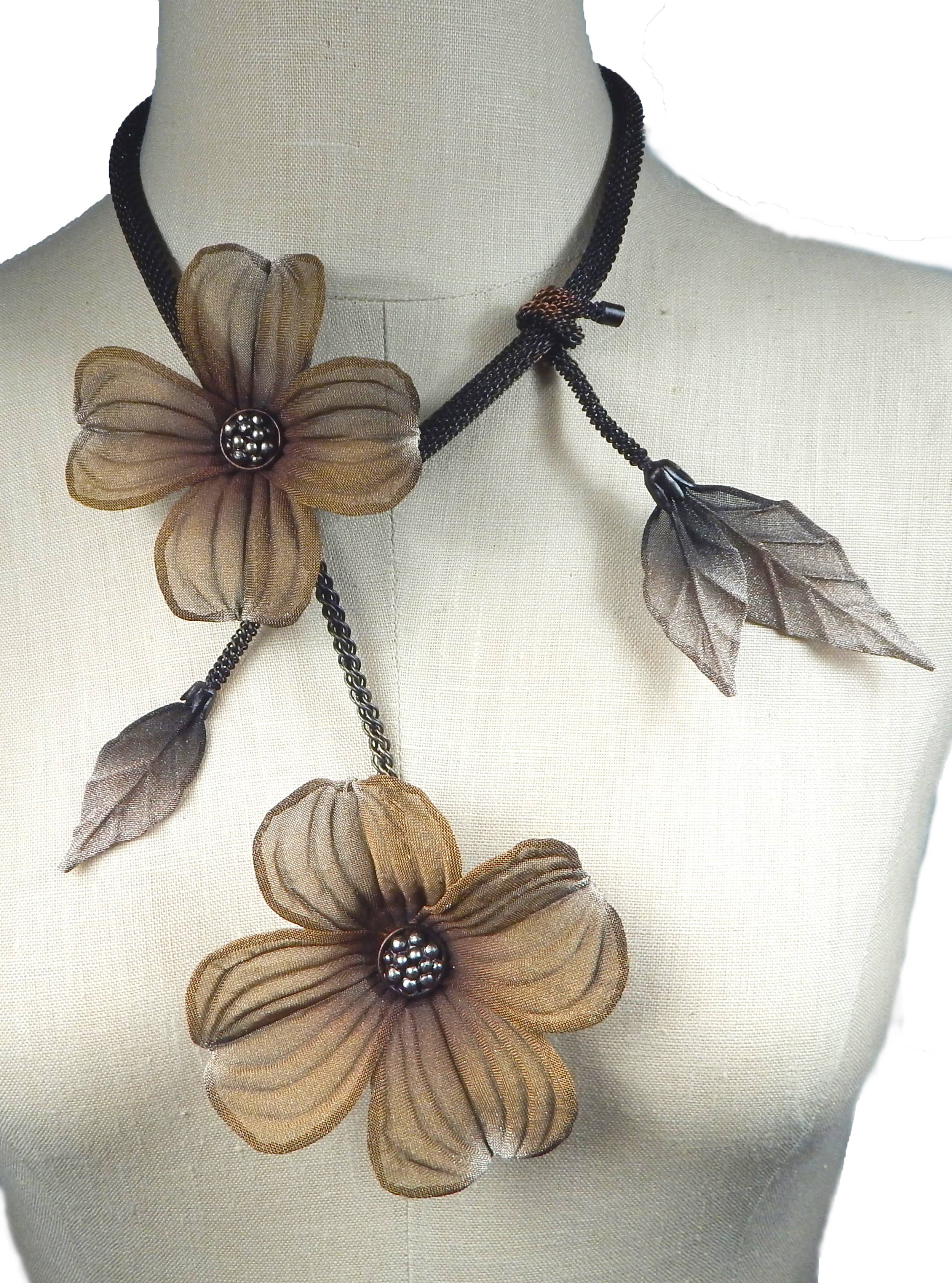 Sarah Cavender Metalworks - Wholesale Pendant/Charm Necklace - 24" Sculpted Double Dogwood Bloom Necklace8