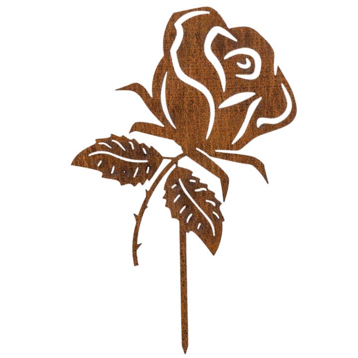 Patina rose garden stake garden decoration rust for wholesale by MM Steel Styles