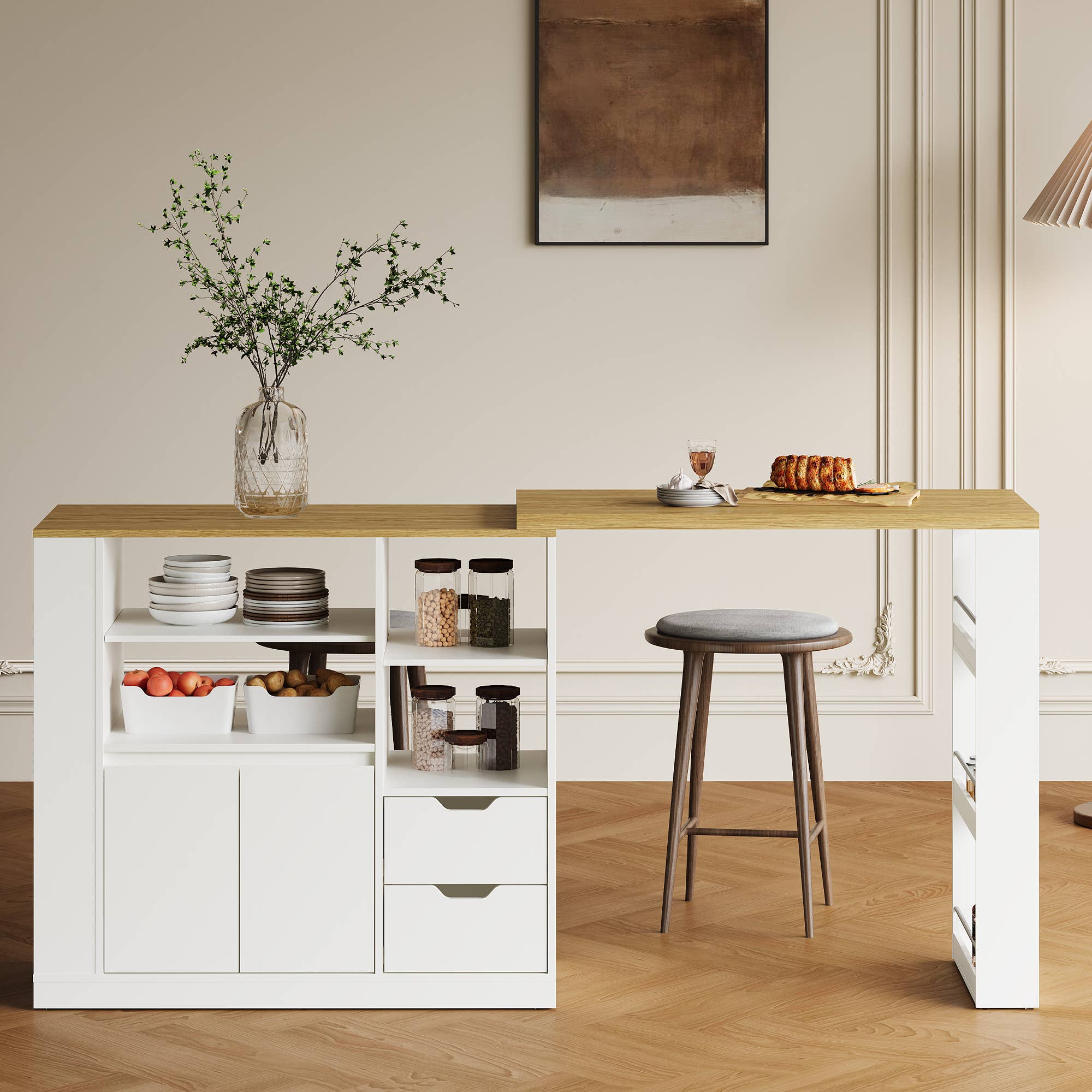 Heynemo - Wholesale Kitchen Storage/Organizer - Kitchen Island with Storage, Extendable & Rotatable Kitchen 7