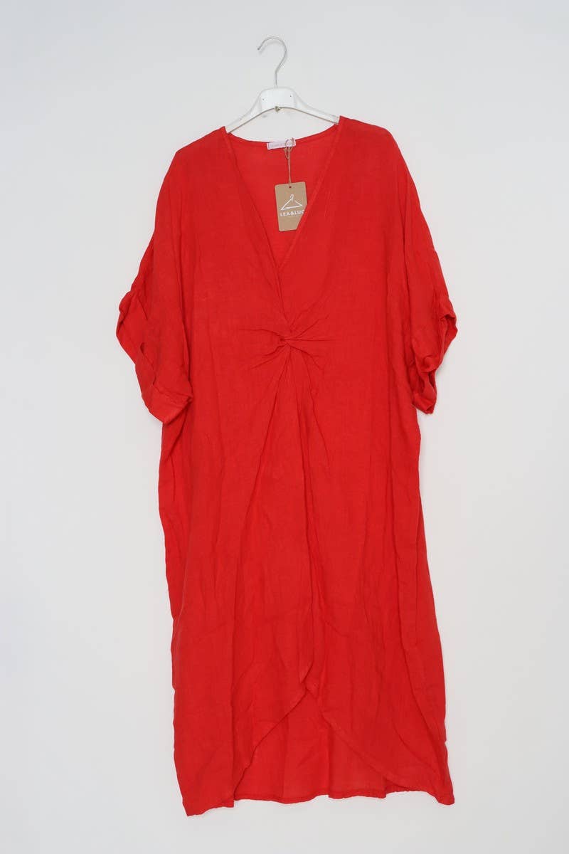 LÉA & LUC - Wholesale Dress - Women's - Long dress with V-neck 100% linen REF. 718554