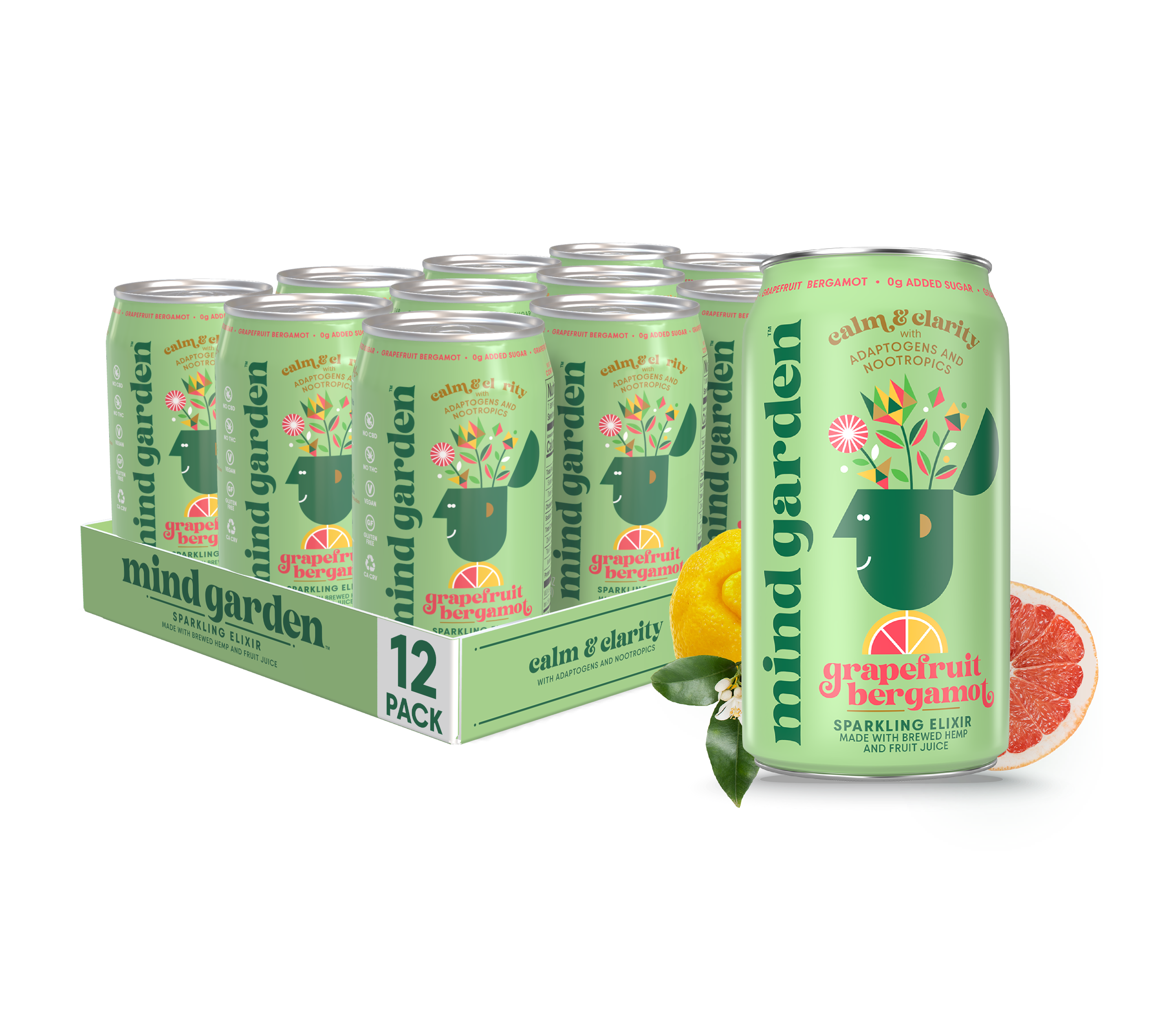Mind Garden - Wholesale Wellness Juice/Tonic - Mind Garden Adaptogen Grapefruit Bergamot Drink (12-Pack)1
