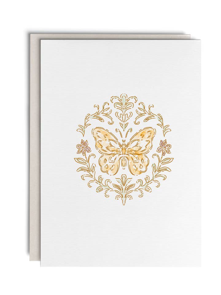 Golden Butterfly Greeting Card – Hand-Glittered, Blank for wholesale by SOTE Life