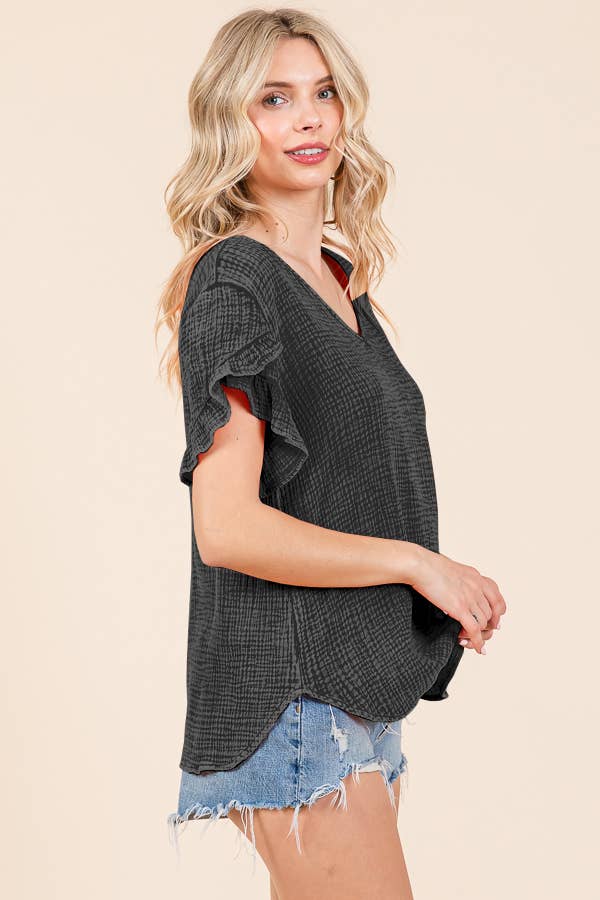 Culture Code – wholesale Blus - Dam – CWT1541XMW - V-RINGAD VOLANGÄRMAD TOPP1