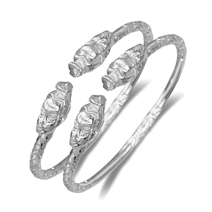 Nubian Queen .925 Sterling Silver Bangles. 1 pair for wholesale by Better Jewelry