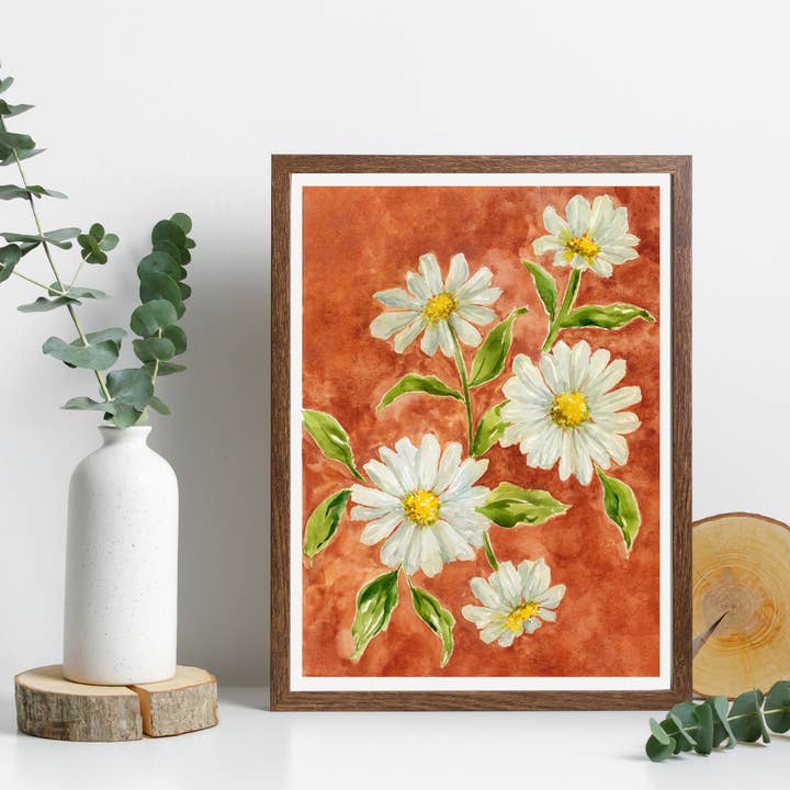 "Neutral Daisies" Print for wholesale by Shelly Cluff Art