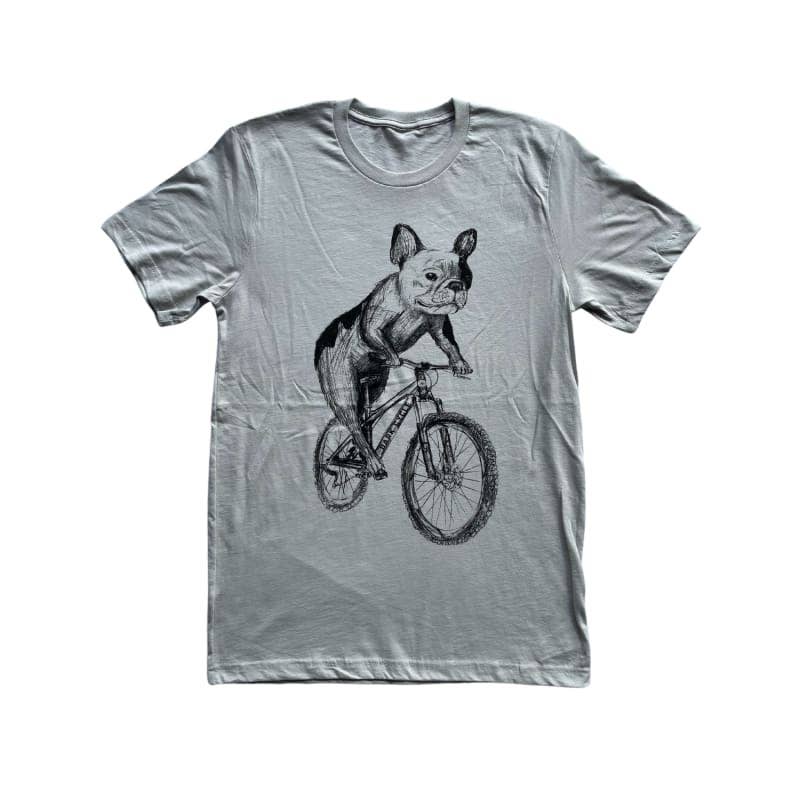 Dark Cycle Clothing - Wholesale Screen Printed T-Shirt - Men's - French Bulldog on A Bicycle Men's/Unisex Shirt2