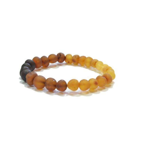 The Natural Amber - Vente Bracelet de perles - Bracelet en perles d'ambre brut baroque arc-en-ciel pour adulte