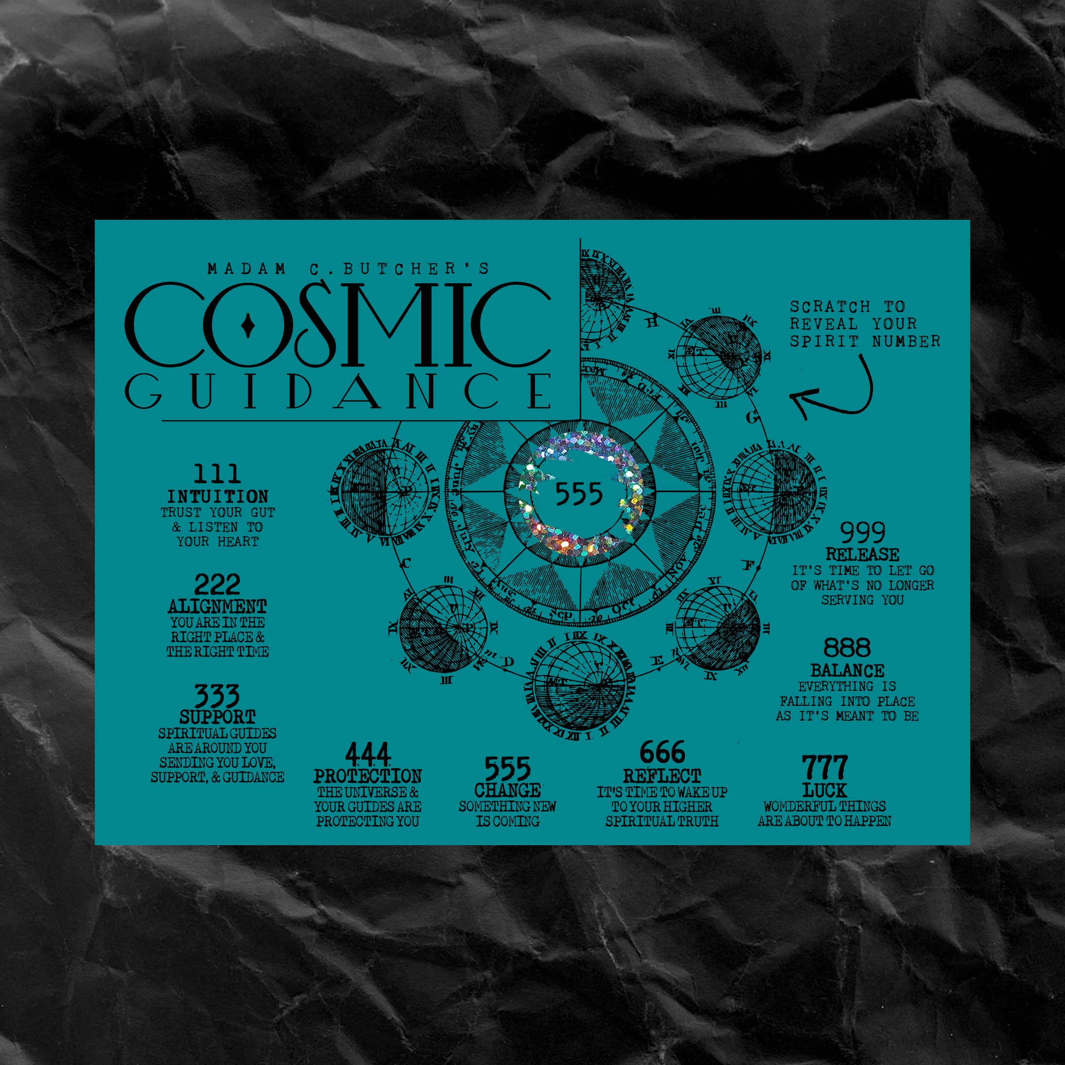 Cosmic Butcher - Wholesale Postcard - "COSMIC GUIDANCE" Scratch Off Angel Number Novelty Card3
