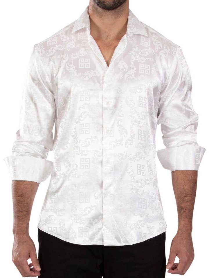 232272 - Vit långärmad skjorta med knappar för wholesale av Bespoke Moda