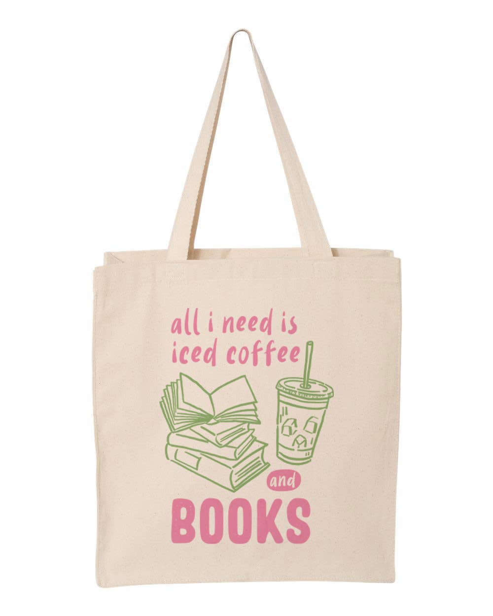DaisyChainDesignCo – Großhandel Tragetasche – Unisex – Leinwandtasche mit Eiskaffee und Büchern1